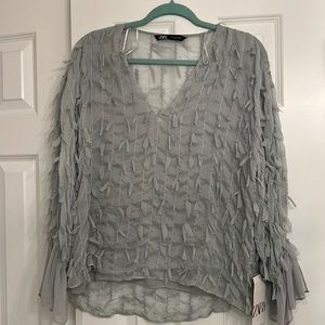 Zara Feather Light Blue Blouse